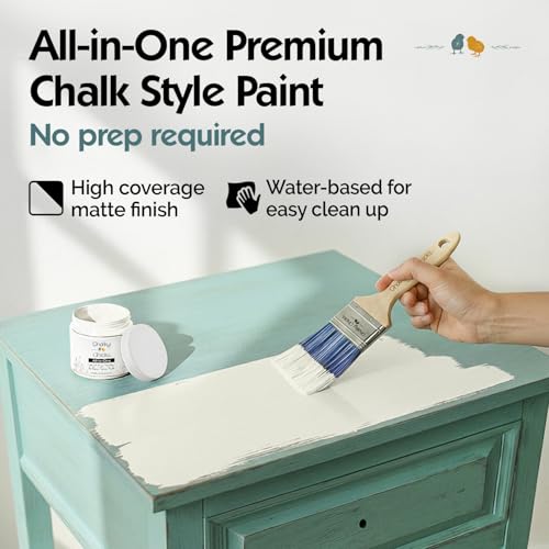 Chalky Chicks Buttermilk 16 Fl Oz Chalk Paint for Furniture All in One - color: Buttermilk (White), size: 16 Fl Oz (Pack of 1)