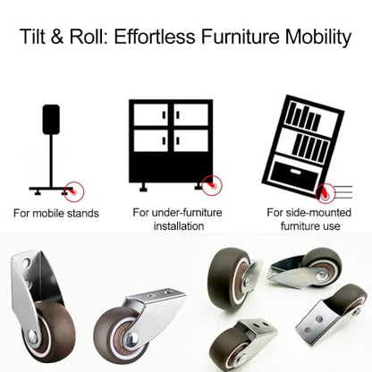 2" Rigid Caster Wheels, Small Door/Gate Support Wheel, Anti-Sag, 4‑Pack - size: 2.0inch