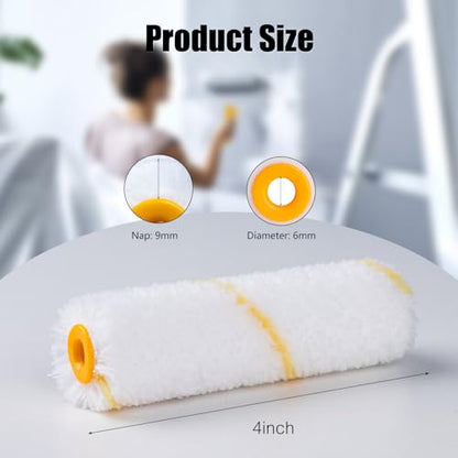 Mister Rui 24 Pieces 4-Inch Small Paint Roller Covers Microfiber Rollers