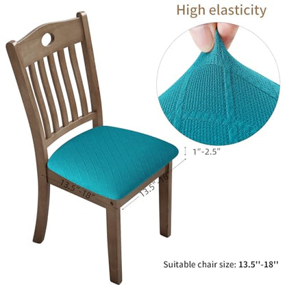 Fuloon Dining Chair Seat Covers Stretch Slipcovers, 6 Pack, Peacock Blue - color: Peacock Blue, size: Not Waterproof