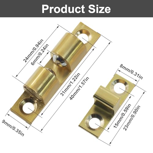 4 Pack Gold Ball Tension Roller Catch Latch, 40x23mm - color: Silver