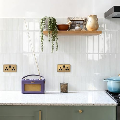 Vamos Tile Peel and Stick Backsplash, Glossy 40-Piece 3''x12'' Subway Tile - color: Dolomite White with White Grout