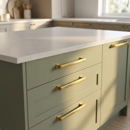 Alzassbg Vibrant Brushed Moderne Brass Cabinet Pulls 10 Pack, AL3071BMB - color: Vibrant Brushed Moderne Brass, size: 3" Hole Center