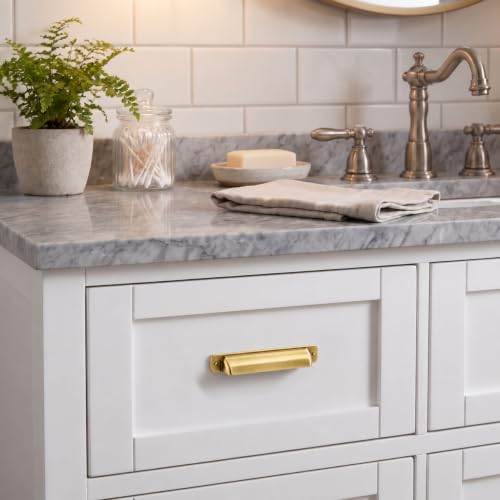 khtumeware 2 Pack 3" Drawer Pulls Champagne Bronze Cabinet Cup Pulls Kitchen Hardware Cabinet Handles Drawer Handles Knobs 3 inch Hole Center - color: Champagne Bronze, size: Cup Pulls 3" Hole Center