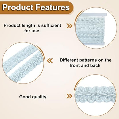 Gimp Braid Trim, White, 1/2 Inch, 14 Yards - color: White