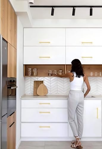 10 Pack Brushed Gold Cabinet Pulls 5 Inch(128mm) Kitchen Cabinet Handles Cabinet Hardware for Drawer Pulls - color: Brushed Gold, size: 5" Hole Center