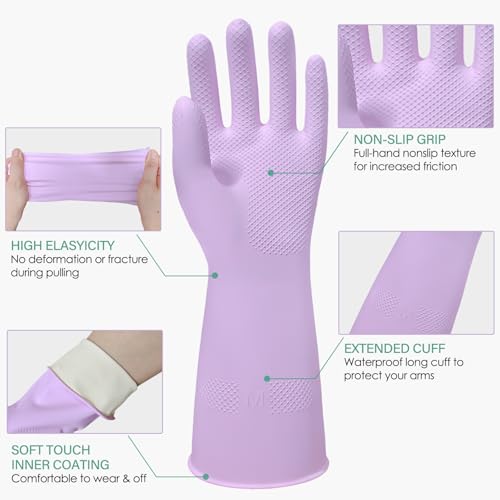 12 Pairs Rubber Cleaning Gloves for Dishwashing Reusable Kitchen Gloves for Washing Dishes and Household - size: Small