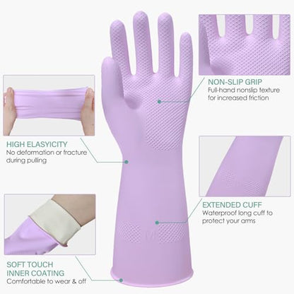 12 Pairs Rubber Cleaning Gloves for Dishwashing Reusable Kitchen Gloves for Washing Dishes and Household - size: Small