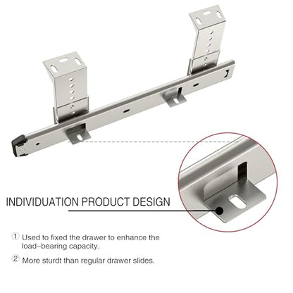 FRMSAET Heavy Duty Under Mount 12/14/16/18inch Drawer Slides-12 inch Silver - color: Silver, size: 12 Inch