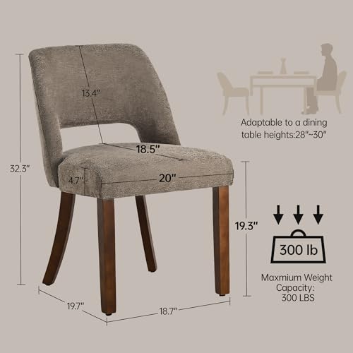Usaint Upholstered Dining Chairs Set of 4, Modern Fabric Kitchen Chairs - color: Brown