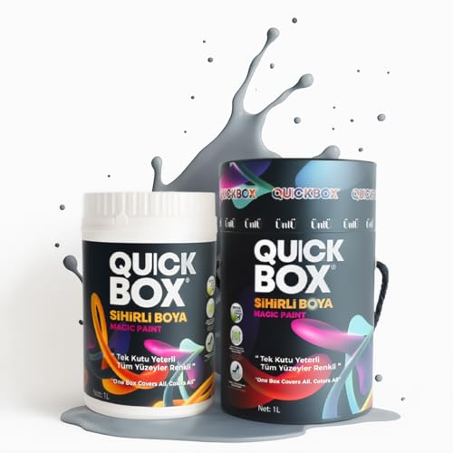 QUICKBOX® Cabinet Paint for Kitchen Cabinets & Furniture, Paint and Primer in One, No Sanding Required, Water-Based, Silk Matte Finish, Low VOC, 33.8 Fl Oz (1 Liter) (Gray Shadow) - color: Gray Shadow