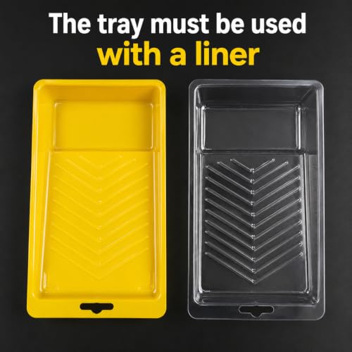 2" Roller Paint Tray Set, 11Pcs Reusable Yellow Tray with 10 Disposable Liners, Non-Stick Kit for Mini Painting, Touch-Up & DIY Home Decor