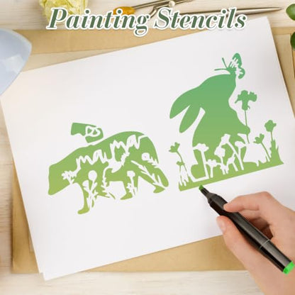 Animal Flower Stencils for Crafts Reusable 15Pcs Stencils(5.9X5.9 Inch) - color: Animal 9