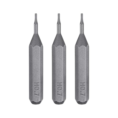 HARFINGTON 3pcs H0.7 Hex Screwdriver Bit 5/32" Hex Shank 28mm Length S2 Steel Magnetic Hexagon Head Screw Driver Bits for Precision Repair - size: H0.7