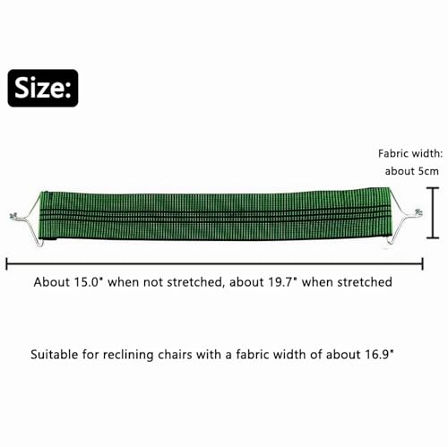 5pcs Chair Elastic Webbing, Outdoor Patio Chaise Repair Straps, Reinforcement Anti-Break Bands, Lawn Chair Webbing, for Recliner Fabric Width 16.9" About, Belt Wide 2.2", Green