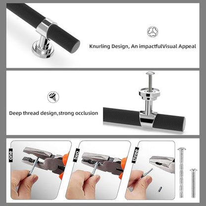 20 Pack 5 Inch Cabinet Pulls knurled Matte Black and Polished Chrome Kitchen Cabinet Handles Aluminum and Zinc Alloy Drawer Pulls Solid Cabinet Hardware - color: Black and Polished Chrome, size: 5'' Hole Center(128mm)