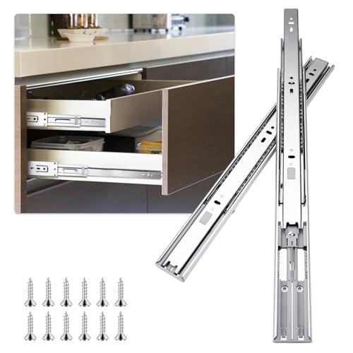20 inch Drawer Slides 4 Pairs (8pcs) Soft Self Close Full Extension Ball Bearing Drawer Rails Side Mount Metal Dresser Runners for File Cabinet Trash Can Kitchen Wardrobe Glides 20" 100 LB Capacity - size: ‎20inch-500mm