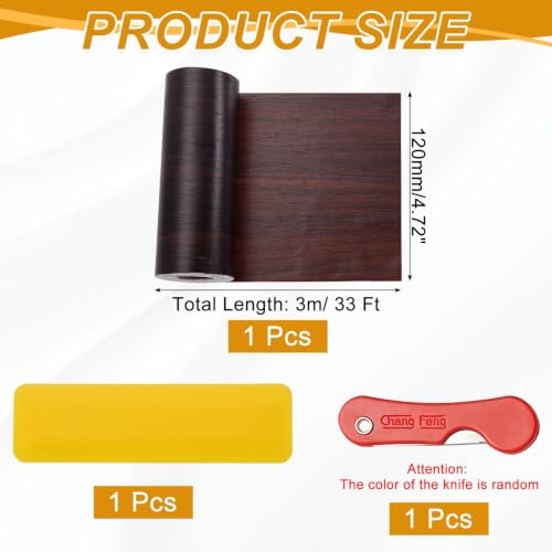 uxcell Wood Grain Repair Tape,4.7" x33ft Grain Repair Patch,Black Walnut - color: Black Walnut, size: 4.7 Inch x 33 ft