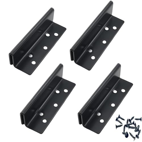 Bed Frame Hardware Bed Post Double Hook Slot Brackets Attachment Hardware, Heavy Duty Bed Frame Brackets for Wooden Bed-Set of 4 (Screws Included) - size: 4pcs