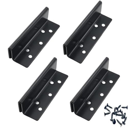 Bed Frame Hardware Bed Post Double Hook Slot Brackets Attachment Hardware, Heavy Duty Bed Frame Brackets for Wooden Bed-Set of 4 (Screws Included) - size: 4pcs