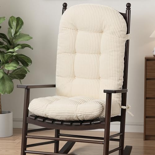 idee-home Rocking Chair Cushions Indoor, Glider Rocker Replacement Cushions - color: Beige, size: 28 X 19 X 4 In & 16 X 19 X 4 In