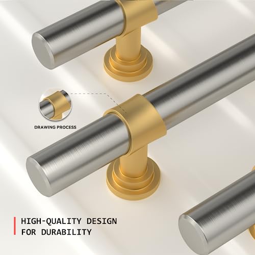 homdiy 10 Pack 3 Inch Hole Center Brushed Nickel and Gold Cabinet Pulls - color: Brushed Nickel & Matte Gold, size: 3 in Hole Centers