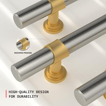 homdiy 10 Pack 3 Inch Hole Center Brushed Nickel and Gold Cabinet Pulls - color: Brushed Nickel & Matte Gold, size: 3 in Hole Centers