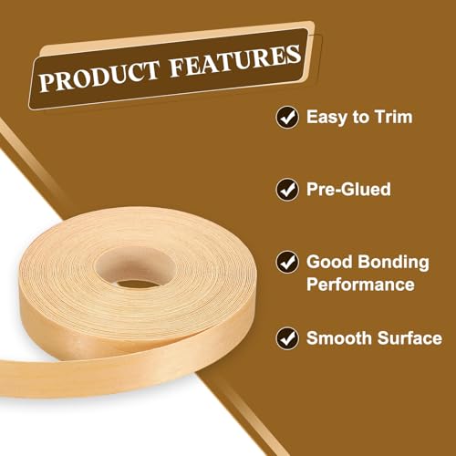 uxcell 1 Inch x 49ft Wood Veneer Edge Banding, Pre-Glued Flexible Pine Edging Strips, Iron on with Hot Melt Adhesive Wood Tape for Cabinet Repair and Furniture Restoration - size: 1 Inch x 49ft
