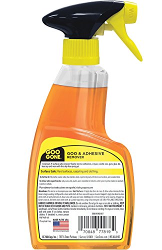 Goo Gone Spray Adhesive Remover Gel, 6 Pack, Removes Glue, Stickers, Tape Residue, Grease, Gum & Wax, Adhesive Spray with Citrus Cleaning Power for Hard Surfaces, Carpets & Fabrics - size: 12 Fl Oz (Pack of 6)