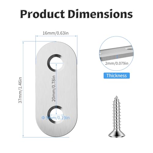 8pcs 37mm Flat Plate Straight Brackets - size: 8Pcs 37 Straight