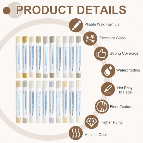 uxcell 20Pcs Wood Filler Sticks 20 Colors White & Light Series - color: White Light Series