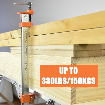 FEIRONG 48-inches Bar Clamps with 2-Pack, 330LB Load Limit with Built-in Ruler, 90° Angled Jaws for DIY Projects & Cabinet Installation - size: Orange 48-inch 2 Pack