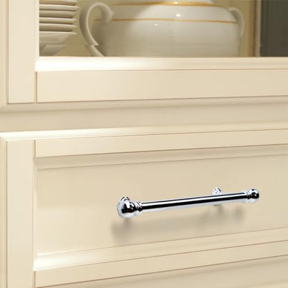 YAGU 6 Pack Polished Chrome Kitchen Cabinet Handles 5 Inch(128mm) Hole Center Solid Bright Silver Dresser Drawer Pulls Furniture Hardware for Cupboard Wardrobe Closet Vanity - color: Polished Chrome, size: 6 Pack, style: 5''/128MM Hole Center