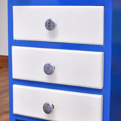 Indian Shelf 6 Pieces Handmade Drawer Knobs for Dresser Cabinet Pulls - color: Blue and Golden, size: 6 Knobs