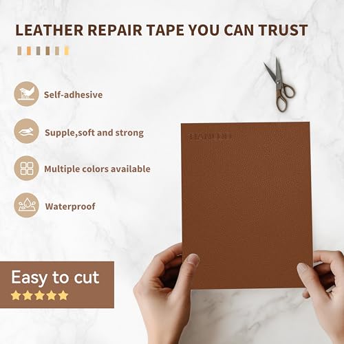 TIANLDD Leather Repair Tape,16 x 80 Inches Self Adhesive Leather Repair Patch，Leather Repair Kit for Furniture，Couches,Car Seats,Cabinets,Handbags(Brown-Litchi Grain) - color: Brown-Litchi Grain, size: 16" x 80"