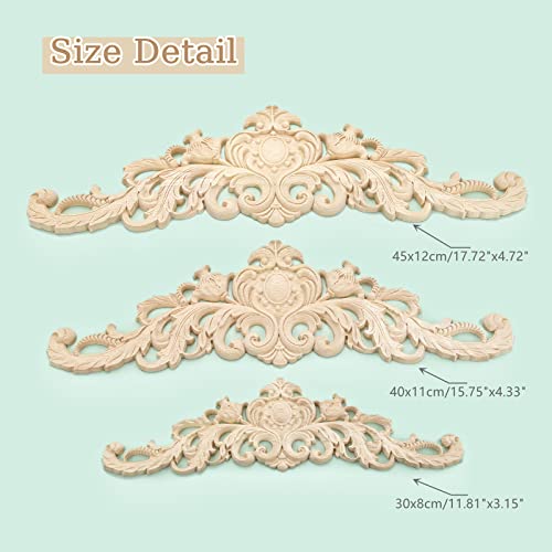 4Pcs Wood Carved Appliques Long Wooden Carving Onlays Furniture Decals - color: 4-pack, size: 11.81 x 3.15 inches
