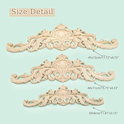 1Pc Wood Carved Appliques Long Wooden Carving Onlays Furniture Decals - color: 1-pack, size: 15.75 x 4.33 inches