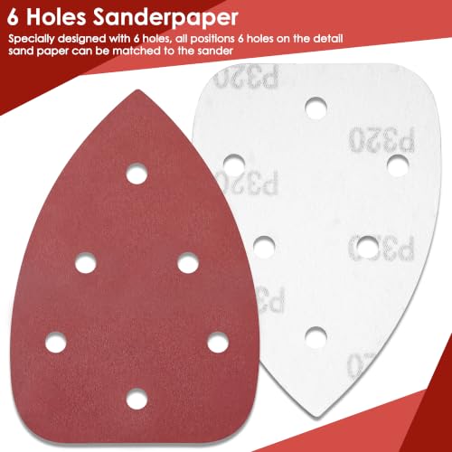 64 Pcs Mouse Sander Sandpaper Detail Sanding Pads,No Cut Line - style: no cut line
