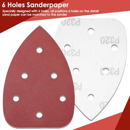 64 Pcs Mouse Sander Sandpaper Detail Sanding Pads,No Cut Line - style: no cut line