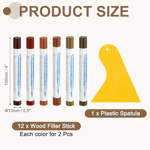 uxcell 12Pcs Wood Filler Sticks Kit, 12 Colors Brown & Red Oak Series - color: Brown Red Oak Series