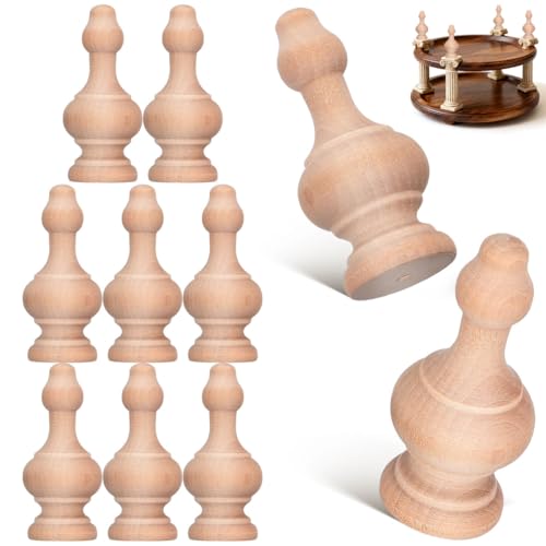 10Pcs Unfinished Wood Finials 2.55" .06" Natural Solid