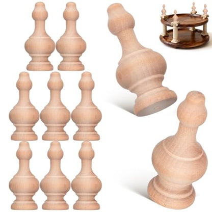 10Pcs Unfinished Wood Finials 2.55" .06" Natural Solid