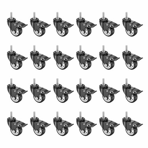 Caster Wheels with Threaded Stem,3 Inch Locking Casters Set of 4 - size: 3"24pack