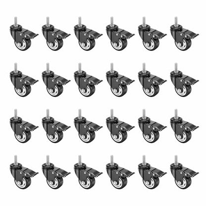 Caster Wheels with Threaded Stem,3 Inch Locking Casters Set of 4 - size: 3"24pack