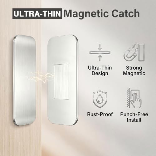4 Pack Ultra Thin No Drill Magnetic Cabinet Door Catch for Kitchen Cupboard
