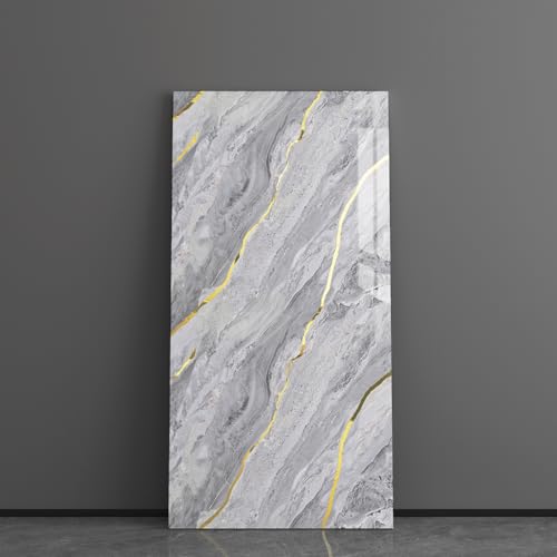 Haimin 3D Wall Panels Peel and Stick Marble Tile Look 10 Pack Waterproof - color: Gray Gold-06