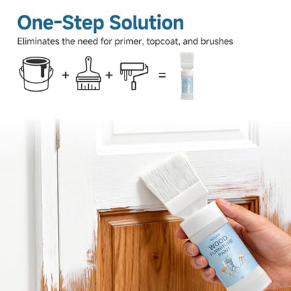 White Paint for Wood, 5.29 Oz (150g) White Touch Up Paint for Wood, Doors, Cabinets, Furniture & Metal Surfaces - No Sanding, Fast-Drying, Water-Based Multi-Surface - color: White