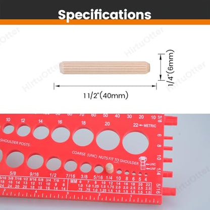 100 pcs 1/4" x 1-1/2" Wooden Dowel Pins, Hardwood, Kiln-Dried Fluted & Beveled Design for Easy Insertion for Woodworking, Furniture, Crafts & DIY Projects (M6 x 40) - size: 1/4" x 1 1/2"