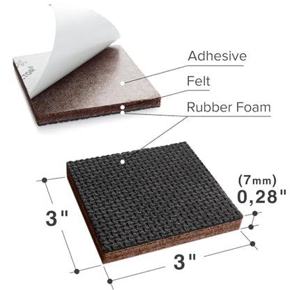 X-PROTECTOR Non Slip Furniture Pads – 12 Premium Furniture Grippers 3"! - size: 3 inch 12 Square