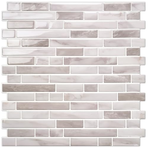 STICKGOO Thicker Peel and Stick Backsplash Tile for Kitchen and Bathroom - color: Warm Greige